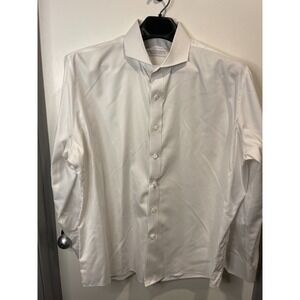 Knot Standard Mens White Herringbone Cotton Handcrafted Dress Shirt SAR047A XL